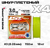 Шнур LINESYSTEM Casting PE X4 #3 (150m) yellow леска